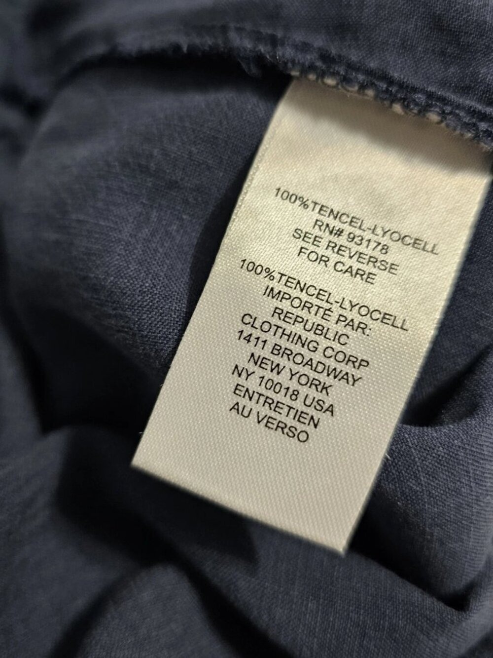Workshop Republic Navy Blue Nautical Tencel Chino Cropped Pants Size XS - Picture 6 of 7